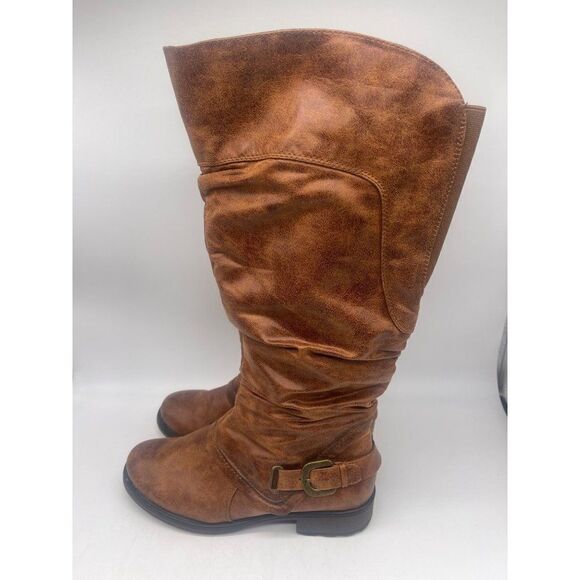 Baretraps Sheridan Brown Knee High Ruched Boots Size 8.5 - Picture 4 of 11